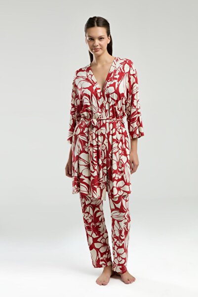 Arnetta Women's 3-Piece Boxed Pajama Set, Dressing Gown, Bralet, Trousers