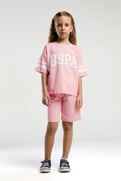 U.S. Polo Assn. 100% Cotton Girl's Bottom and Top Set