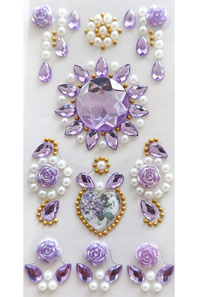 Pazar Kapısı Taş Sticker Mor Yapışkanlı Saç , Yüz Ve Tırnak Taşı Yılbaşı Süs ...