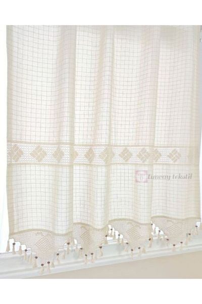TUNCAY TEKSTİL Buldan Work Hand Lace Monika Curtain 100% Cotton Authentic Woven Sunshade Curtain