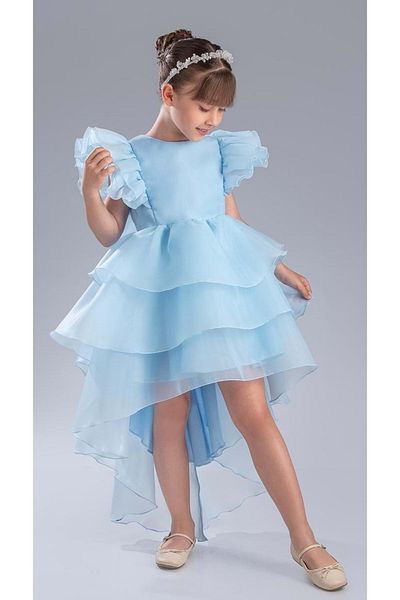 Mnk Baby&Kids Rochie de seara Vragia pentru fata cu coada si coroana M00745 ALBASTRU