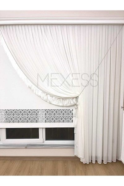 Mexess Rain Patterned Linen Textured Bamboo Tulle - 1X3 Sik Pleat (Right-Double-Breasted-False Double Breasted)