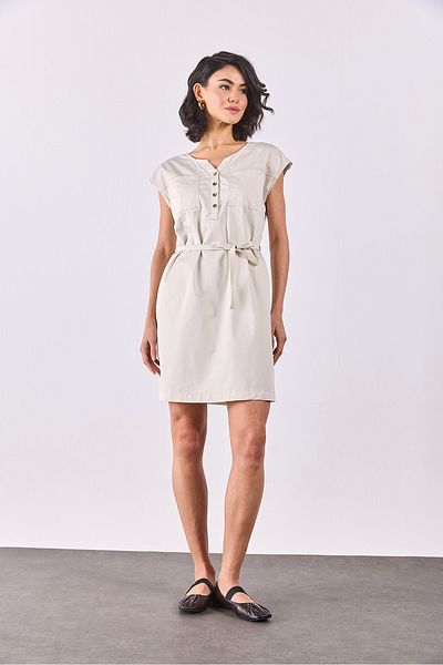 VENA Φόρεμα Riva με κουμπιά μπροστά Regular Fit Gabardine - BONE