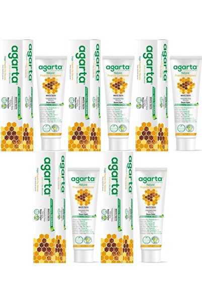 Agarta معجون أسنان طبيعي 100 مل مع العكبر (مجموعة من 5)