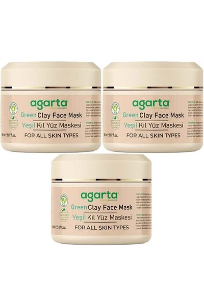 Agarta Natural Green Clay Face Mask 150ml (Set of 3)