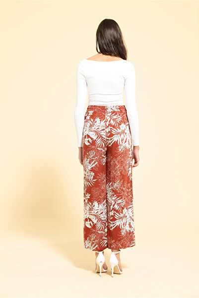 MİRAŞE MODA Viskon Tropical In & Out Cepli Pantolon