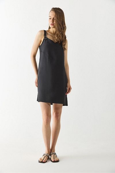 VENA Φόρεμα Angelica Soft Textured Regular Fit (CUPRO) - ΜΑΥΡΟ