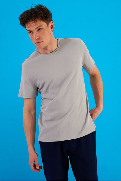 VENA Ken T-shirt με Κανονική Στάθμη και Πιερεσμένο Πάτημα - ΓΚΡΙ