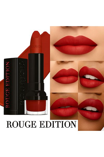 Bourjois Rouge Edition Lipstick 13 Rouge Jet Set – Bold Red Lipstick, 12h Wear, Satin Finish 3.5g