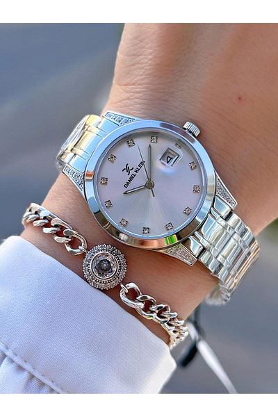 Daniel Klein Complete Silver Color Steel Cord 2 Years Warranty 3 Atm Water Resistant Bracelet Women Wristwatch