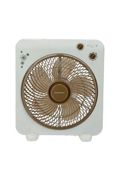 Olsenmark 12” Box Fan With 3 Speed Settings And Anti-rust Gold Blade Design
