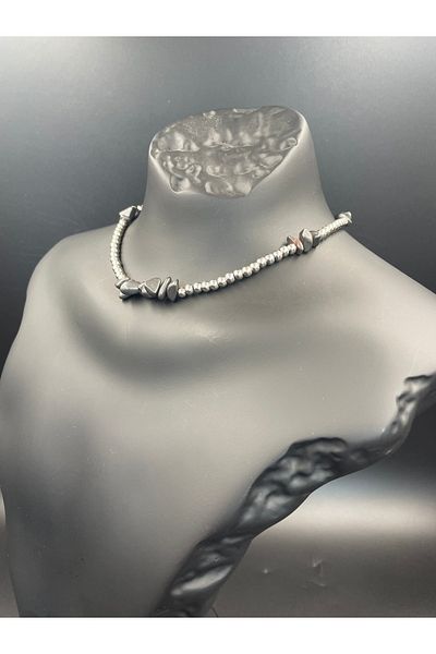magıcgrange Galactic Guard: Hematite & Rice Bead Necklace