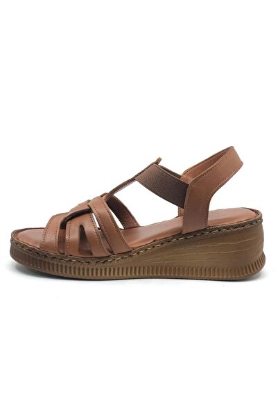 Venüs Tog Genuine Leather Comfort Orthopedic Women's Sandals Taba