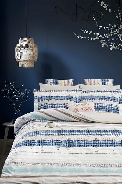 İQON Set cuvertură de pilota dublă BOHO BLUE - cu elastic