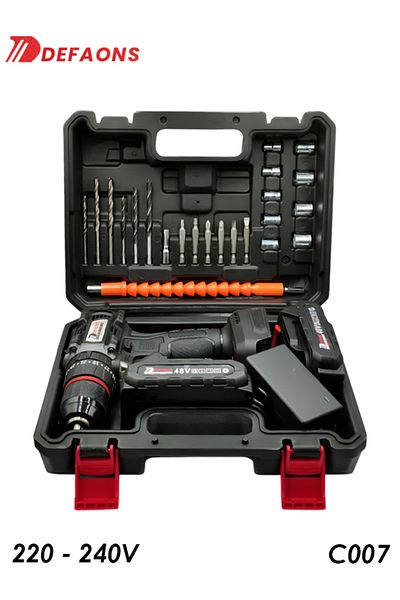 DEFAONS Drill Driver Set C007 – 48V Cordless Tool with Bits, Carry Case, LED Light, Speed Control