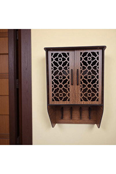KıyıBucak Raflı Ahşap Anahtarlık-Kapaklı Duvar Askısı, Anahtarlık Organizer