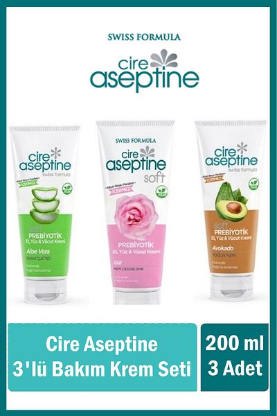 CIRE ASEPTINE 3-Piece Care Cream Set 200ml (Aloe Vera, Rose, Avocado)