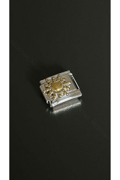 Neon Takı by Atalay Sensitivity Tag & Sun, Steel Charm for Italian Nom Bracelet 28, Silver Color