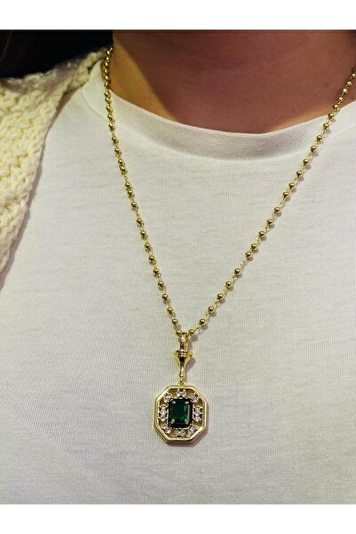 Daynav الذهب الأخضر الرغيف الفرنسي حجر سلسلة Serenay قلادة
