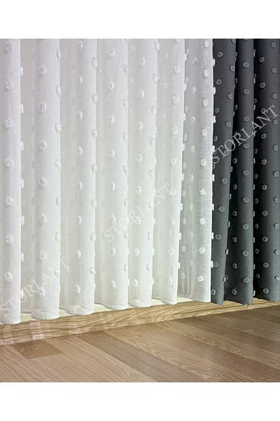 Storlant Puffy PonPom Linen Heavy Weight 1/3 Πιο πτυχωτό σιδέρωμα Κουρτίνα από τούλι |   Λινό Premium με πυκνή υφή
