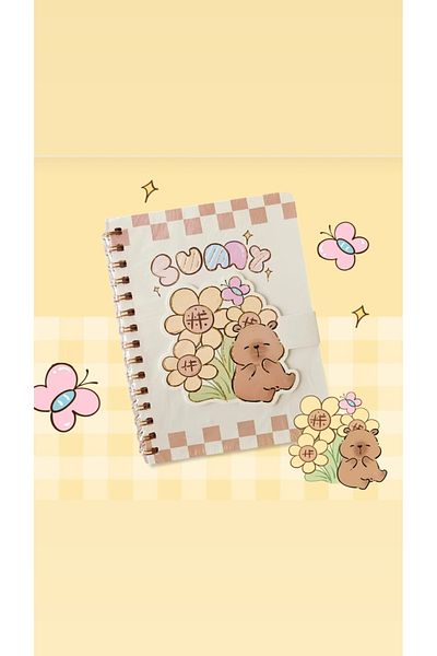 synshop Capybara Capybara Hologram Cover Striped Spiral Notebook A5 Anime School Stationery Office Gift