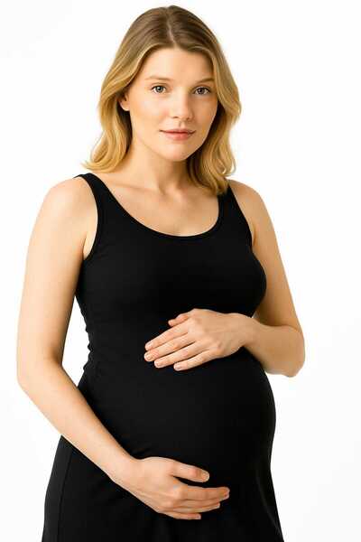 Sea Queen Hamile Kadın Siyah Bitişik Şortlu Tek Parça Likralı Esnek Kumaş Göğ...