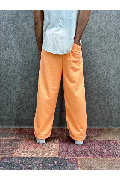 FıttingRoom Elastic Waist Pipe Leg Orange Baggy Trousers