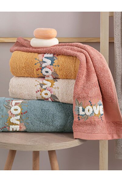 MARİBOR Love - %70 Bambu / %30 Pamuk Suzeni Nakışlı El Havlusu - 6'lı Set 50x90