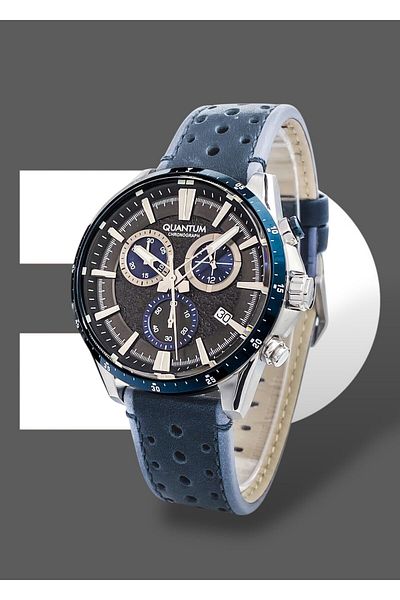 Quantum Original 2 Years Guarantee Active Functions 10 Atm Waterproof Genuine Leather Band Men Wristwatch