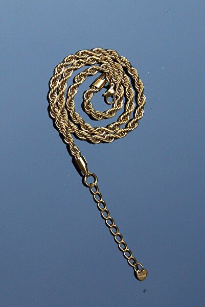 Rua Jewelry سلسلة نموذج حبل ملتوي من الفولاذ المقاوم للصدأ لون ذهبي - 45 سم -...