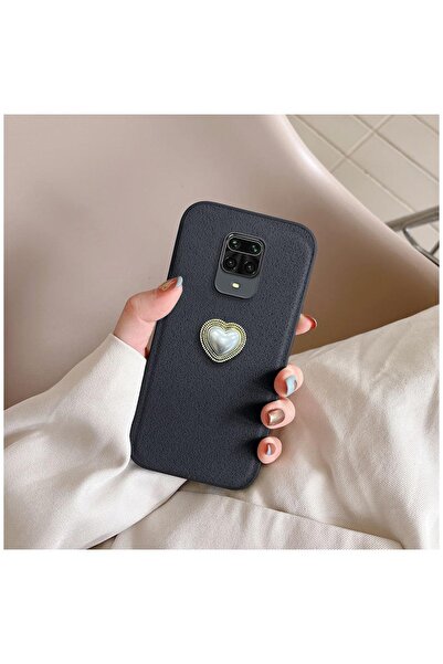 Pro Aksesuar Xiaomi Redmi Note 9S Uyumlu Kılıf Kalpli Vel Silikon Kılıf Siyah