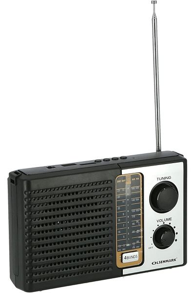 Olsenmark راديو FM محمول قابل لإعادة الشحن بأربعة نطاقات مع بلوتوث/USB/SD/TF