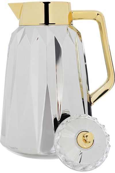 Alsaif Gallery Lamia Al Saif Gallery Thermos Set, 1/1 Liter, 3 Pieces, Tofaria - Silver Gold