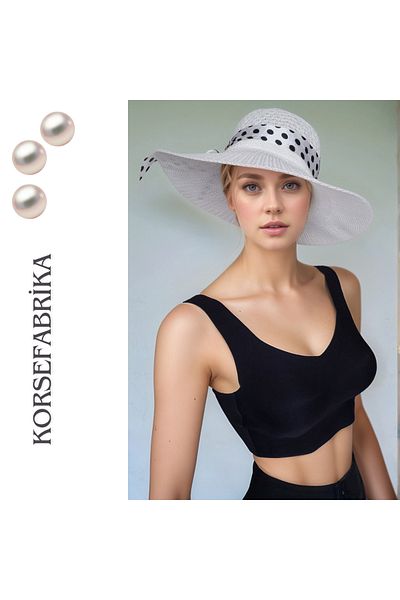 korsefabrika trend mood store Stylish and Functional Straw Beach and Casual Hat with Wide Brim Sun Visor