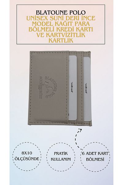Blatoune Polo Unisex Faux Leather Slim Model Paper Money Compartment Credit Card and Business Card Holder Card Holder