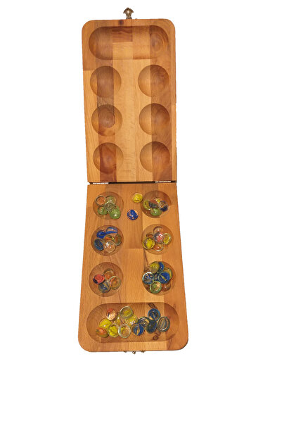 Moccotoys Ahşap Mangala (RENKLİ CAM TAŞLI - YEŞİL) Bez Çantalı-masif Büyük Boy
