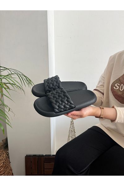 Behtah Kundura Knitted Straw Look Non-Slip Sole Soft Flexible Slippers Beach Sea Pool Daily Slippers