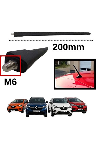 ZETOTO Renault Clio 5, Austral, Captur 2, Kadjar 200mm M6 Vidalı Anten Çubuğu...