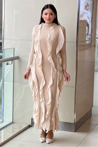 Mahal Accordion Cut Ruffle Dress