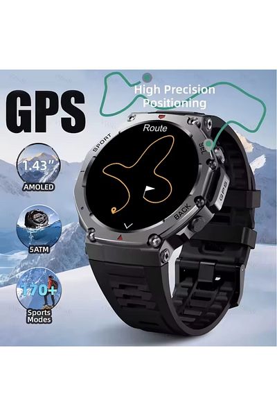 OEM Ceas inteligent BSG TECH, ecran AMOLED 1.43'', GPS, ritm cardiac, SpO2, compatibil cu Android/iOS