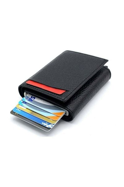 Walle's Polo Rfid Protected Black Snap Αυτόματος Μηχανισμός Αλουμινίου Unisex Πορτοφόλι-Κάρτα