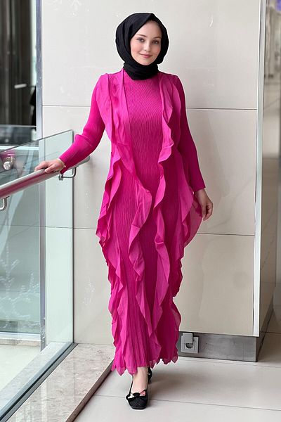 Mahal Accordion Cut Ruffle Dress
