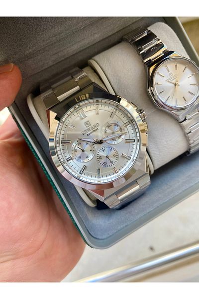 Reward Steel smoked color couple wrist watch