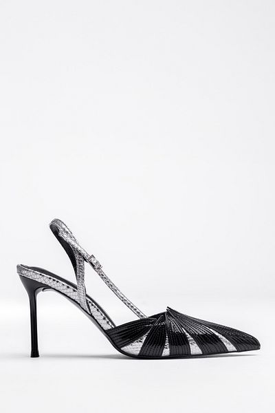 Tasarım Women's Ankle Belted Snake Pattern Stiletto Heeled Shoes