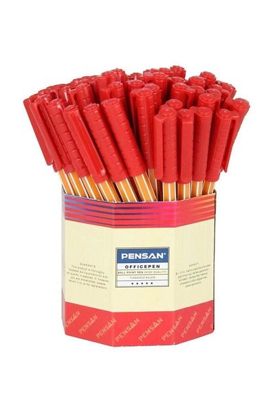 Pensan 1010 Model Red Ballpoint Pen - 1mm, Pack of 60