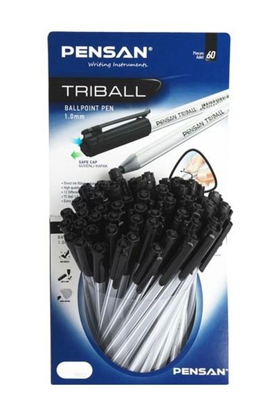 Pensan Triball Ballpoint Pen Black 60 Pieces Stand