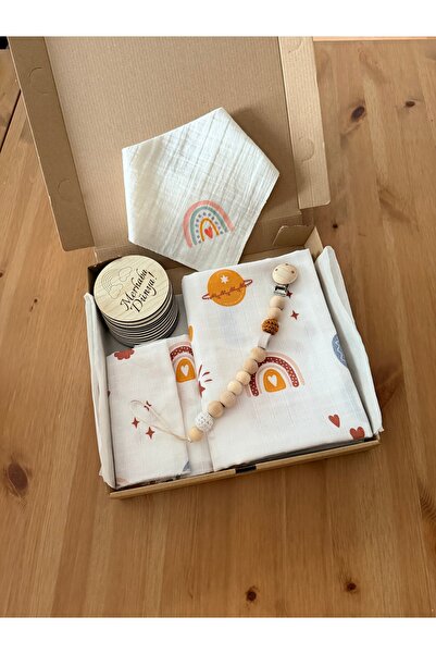 gezayakkabı Ünisex Yenidoğan Bebek Hediye Kutusu/ Müslin Battaniye /emzik Zin...