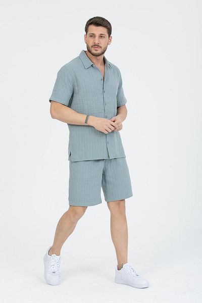 Store Casual summer outfit for men |   100% cotton shirt & shorts set
