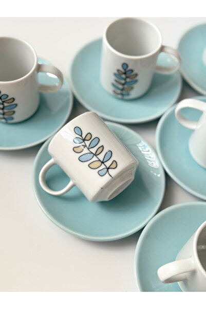 Porland Wisteria Turkuaz 6 Kişilik Kahve Takımı 90cc 04por035202
