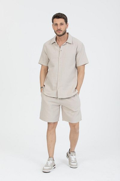 Store Casual summer outfit for men |   100% cotton shirt & shorts set